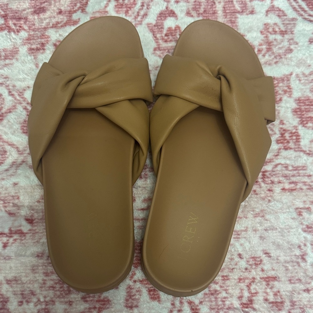 J. Crew Women's Cognac Knot Slide Sandals
